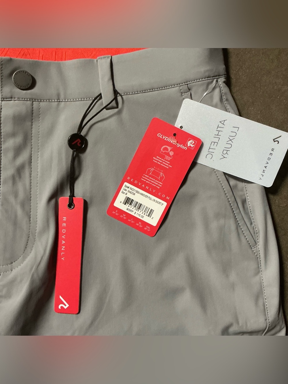 Redvanly Men's Grey Flat-Front Performance Shorts